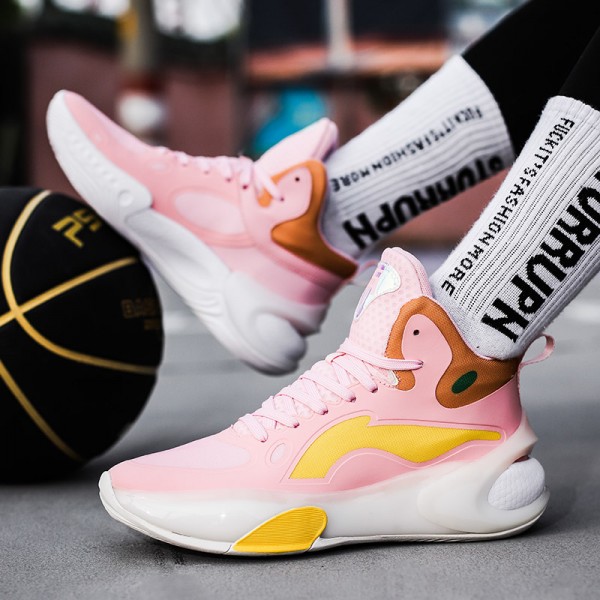 Pink High-Top Performance Basketball Sneakers