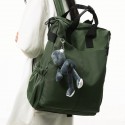 Urban Commuter: Stylish Green Backpack with Plush Charm